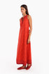 Sleeveless dress in printed cotton with pockets